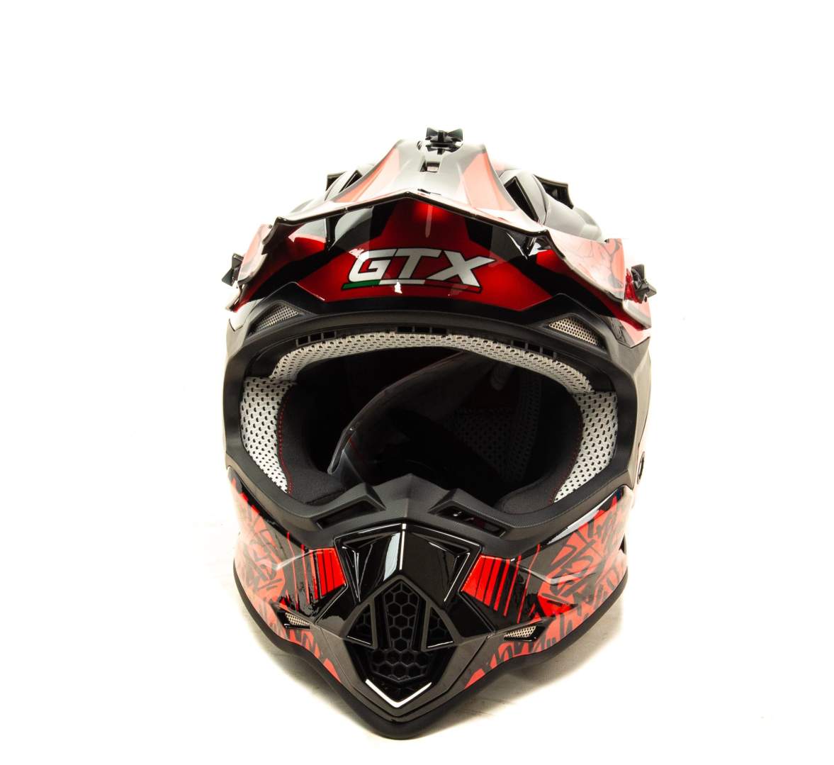 Шлем мото кроссовый GTX 632S №2 (S) BLACK / RED детский (49-50)