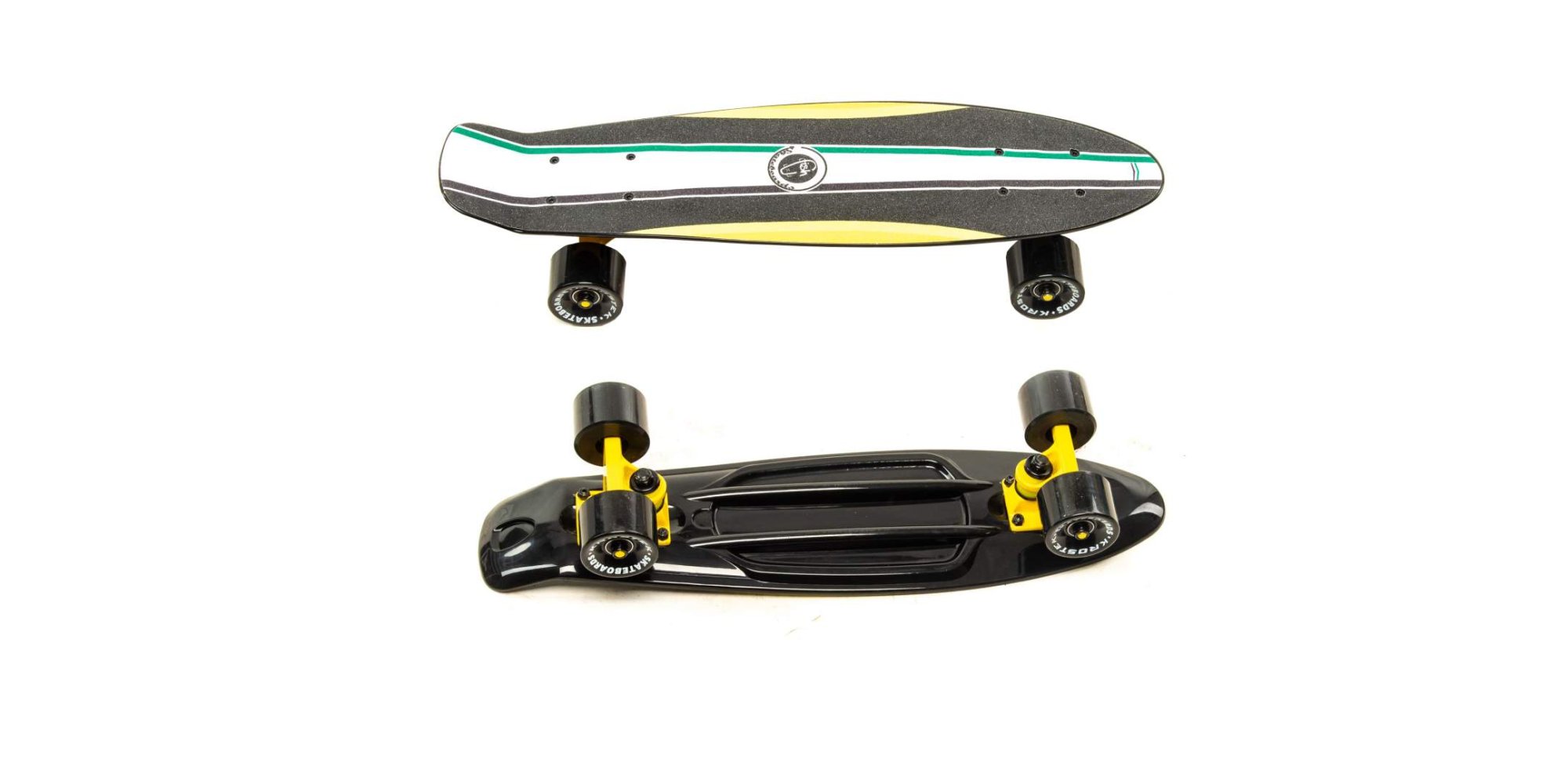 Скейтборд KROSTEK 22" пластик PC22 №10 / BLACK / YELOW